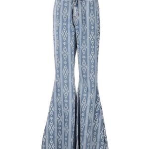High Rise Blue Patterned Women's Jeans